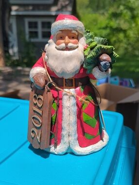 Jim Shore Red and Green Santa with 2018 Sled